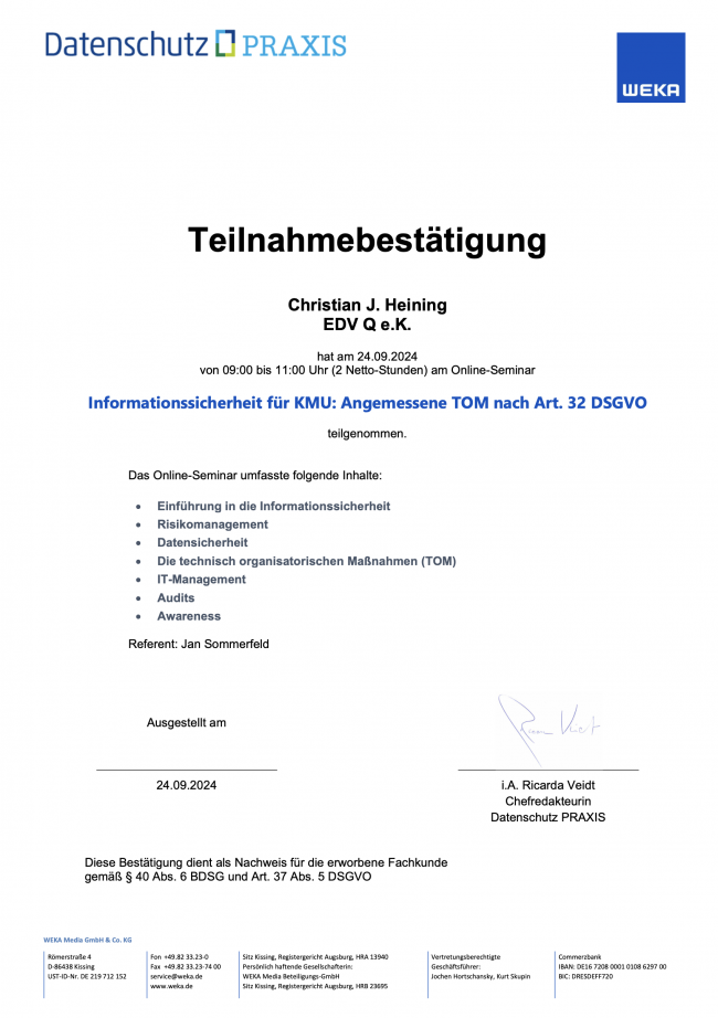 WEKA – Informationssicherheit für KMU