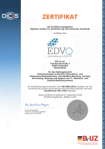 Zertifikat ISO 9001:2015