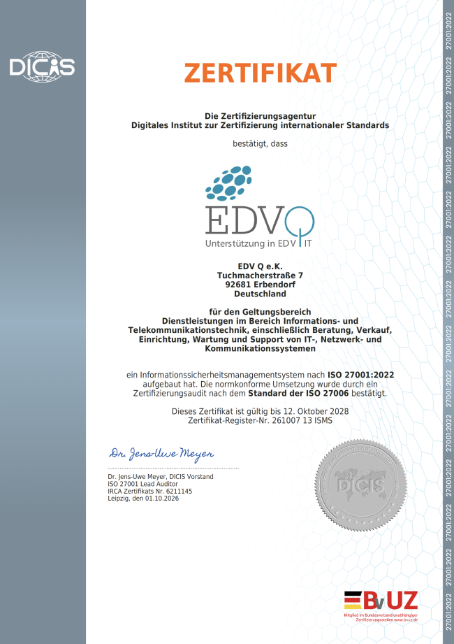 Zertifikat ISO 27001:2022